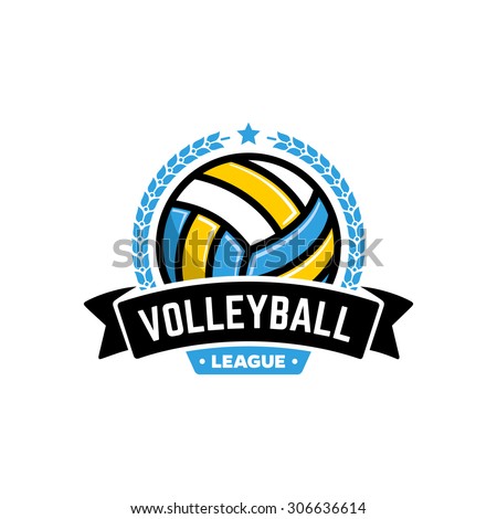 Vector volleyball league logo with ball. Sport badge for tournament championship or league.