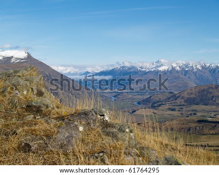 Mountain landscape, New Zealand\'s Southern Alps scenic landscape.
