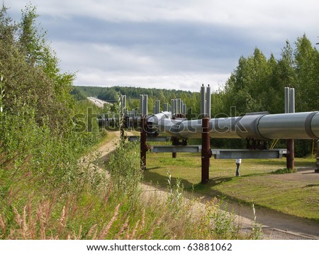 Gas pipeline, the snaking pipeline that transports oil through Alaska to the lower states of US.