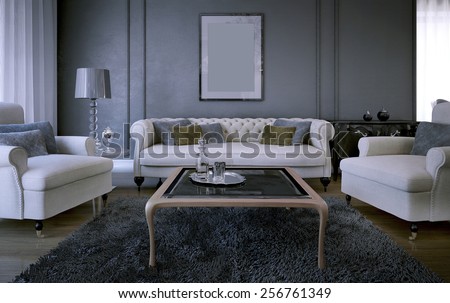 Luxury living room. 3d interior