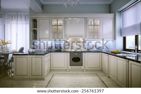 Luxury kitchen interior 3D images Luxury kitchen interior 3D images
