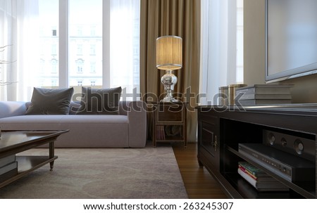 living room art deco and modern style. 3D render