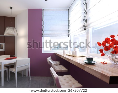 Kitchen style minimalism. 3d render