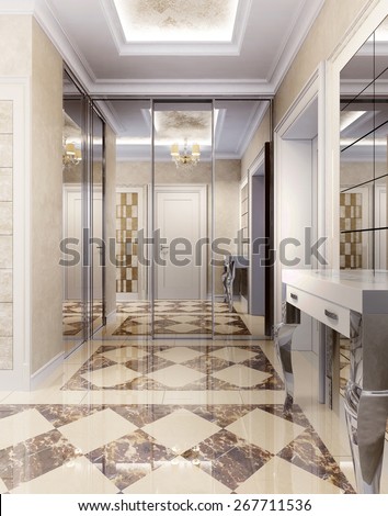 Hallway Empire style, 3d render