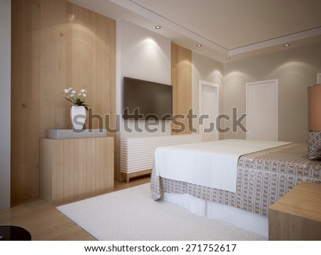 Youth bedroom modern style. 3d render