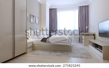 Bedroom scandinavian style. 3d render