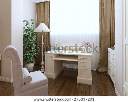 Classic dressing corner interior. 3d render