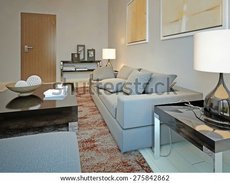 Living room vintage style. 3d render