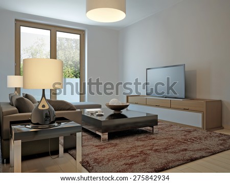 Living room scandinavian style. 3d render