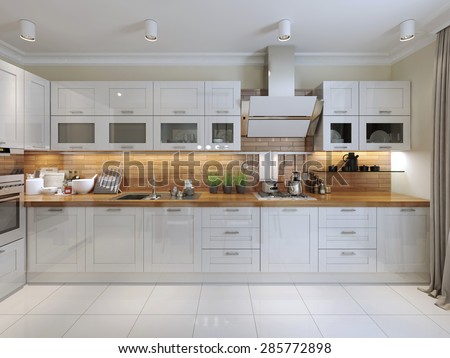 Contemporary Kitchen Design. 3d render