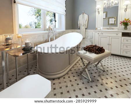 Bright Bathroom Provence. 3d render
