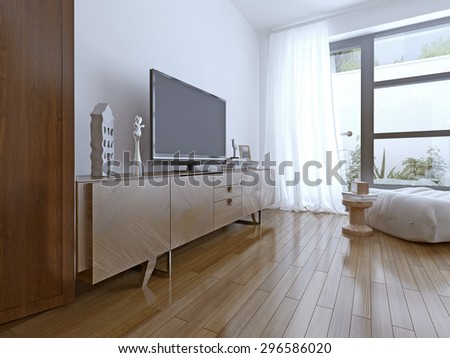 Tv table on loft bedroom