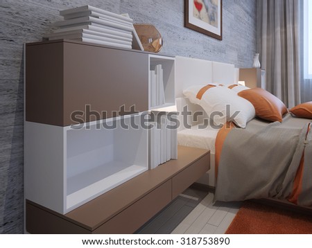 Luxury bedroom in unique design. 3D render