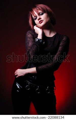 Photo of an attractive young girl wearing goth fashion