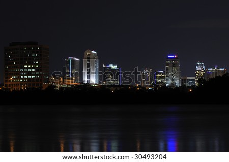 Downtown Orlando as seen from Lake Ivanhoe facing south