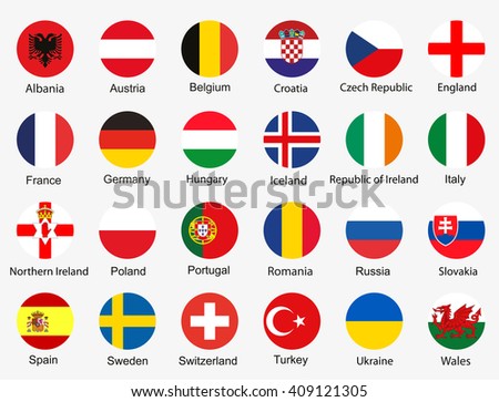 Flags of Euro 2016 football championship