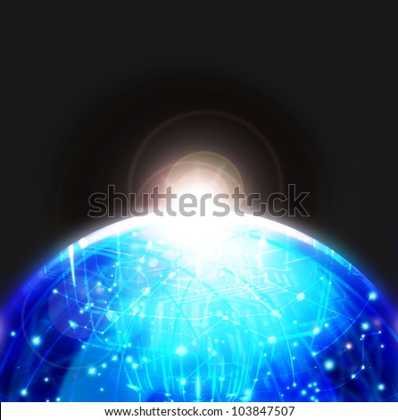 sphere circuit board ,lighting effect ,technology concept