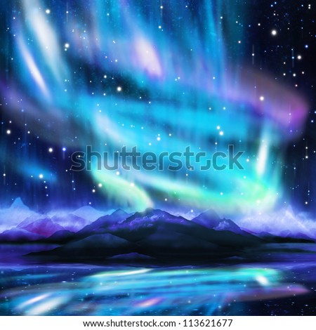 Northern Lights ,Aurora Borealis ,Dramatic Landscape