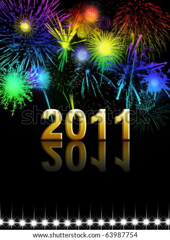 stock photo : happy new year 2011 with fireworks