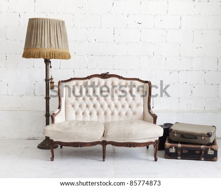 leather sofa in white room