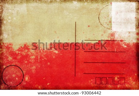 Poland flag on old postcard ,Euro 2012 football