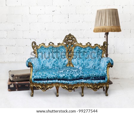victorian sofa in white room ,,interior design