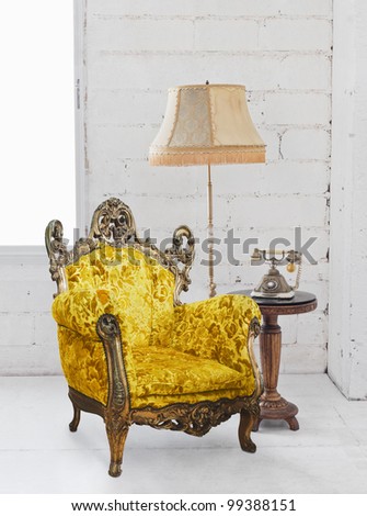 victorian sofa in white room