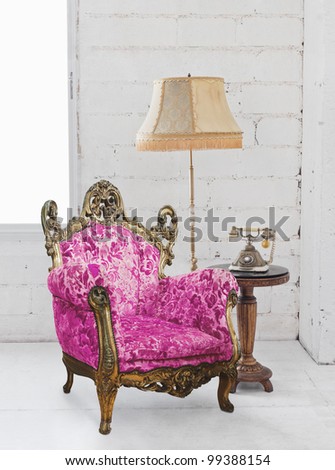 victorian sofa in white room
