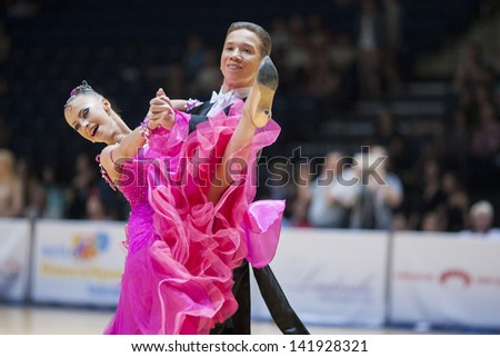 MINSK-BELARUS, MAY, 19: Unidentified Dance couple performs ADULT Standard program on World Open Minsk-2013  championship in May 19, 2013 in Minsk, Republic Of Belarus