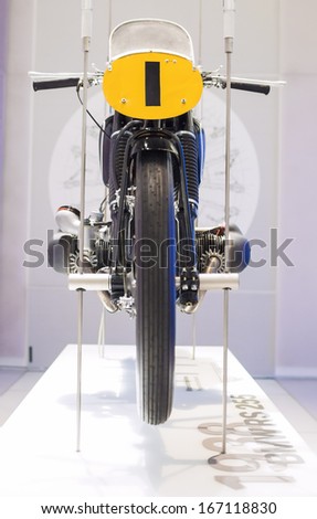 MUNICH -GERMANY, JUNE 17: BMW RS 255 Motorcycle Front View Shown in BMW Museum in June 17, 2012, Munich, Republic of Germany