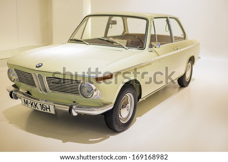 Munich, Germany- june 17, 2012: BMW 1600 class coupe automobile on Stand in BMW Museum in June 17, 2012, Munich, Republic of Germany