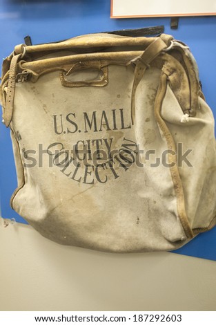 Picture of Authentic Postal Bag Used by Mail Carriers. Vertical Image