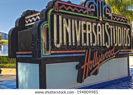 Hollywood- USA, October, 3: Universal Studios Sign seen at Universal Studios in Los Angeles in October, 3, 2013, United States Of America