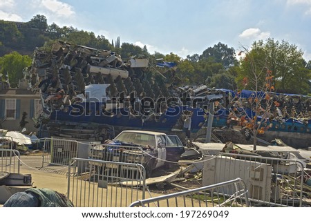Hollywood- USA, October, 2: Artificial Imitation of the Airplane Crash Created at  Universal Studios in Los Angeles in October, 2, 2013, United States Of America
