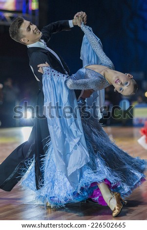 Minsk-Belarus, October 19, 2014: Unidentified Dance Couple Performs Youth-2 Standard European Program on IDSA World Open Championship 2014 in October 19, 2014, in Minsk, Republic of Belarus