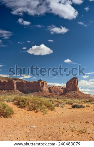 Monument Valley in Utah, United States of America. Vertical Image. HDR Toning