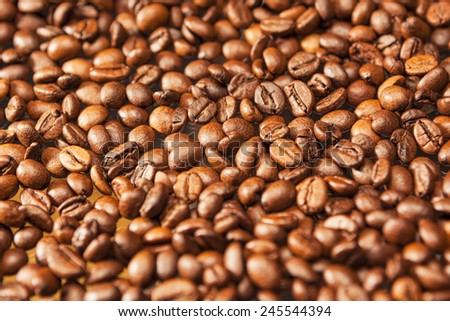 Background Texture Made of Roasted Coffee Beans.Horizontal Image