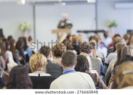 People on the Conference. Back View. Horizontal Image