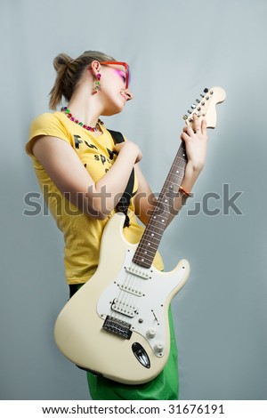 young blonde with guitar