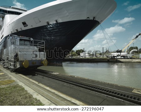 Cruise ship entering Pedro Miguel Locks, Panama Canal