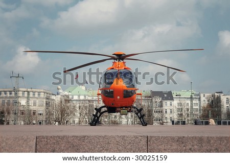 orange rescue helicopter
