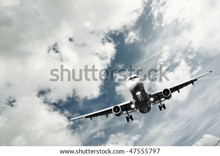 civil passenger airplane landing