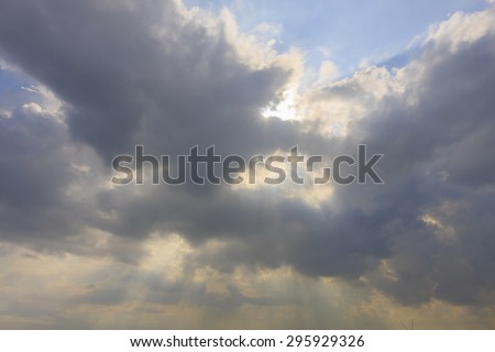 Clouds and Blue Sky with Ray of Light Background texture.