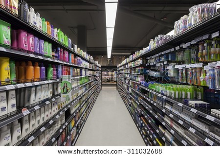 BANGKOK, THAILAND - August 29, 2015: Aisle view of the Villa Market. The Villa market is the largest imported food distributor and supermarket chain with over 35 stores in Thailand.