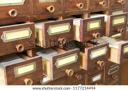 Wooden drawers for archives documents files and folders