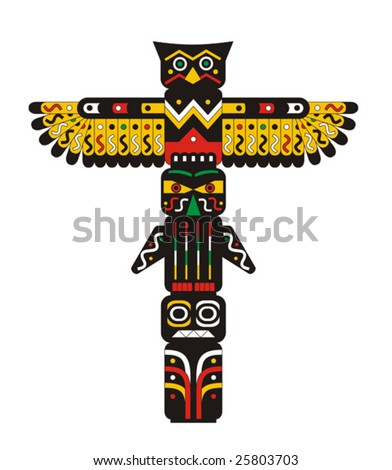 stock vector Totem pole Indian vector