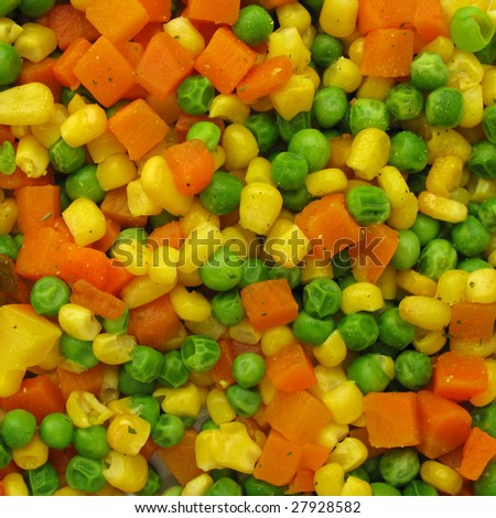 mixed vegetables carrot, pea and corn