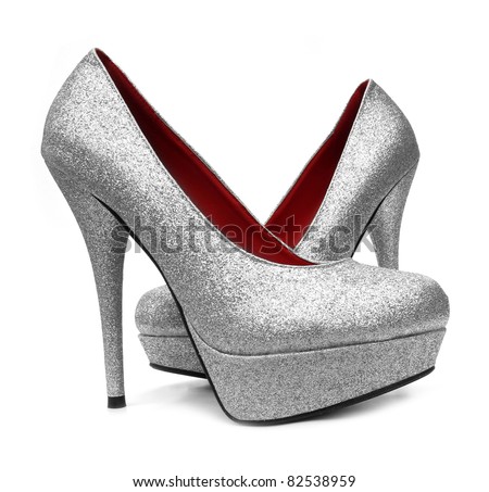 Heel Shoes on Silver High Heels Pump Shoes Stock Photo 82538959   Shutterstock