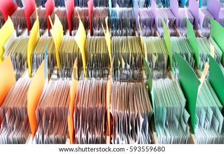 Colorful archives documents files and folders