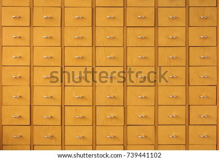 Wooden drawers for archives documents files and folders vintage